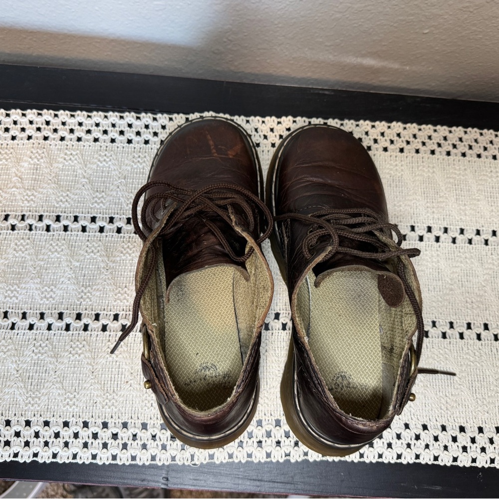 Vintage Y2K Dr. Martens Brown Leather Chunky Lace up Flats - Picture 7 of 7